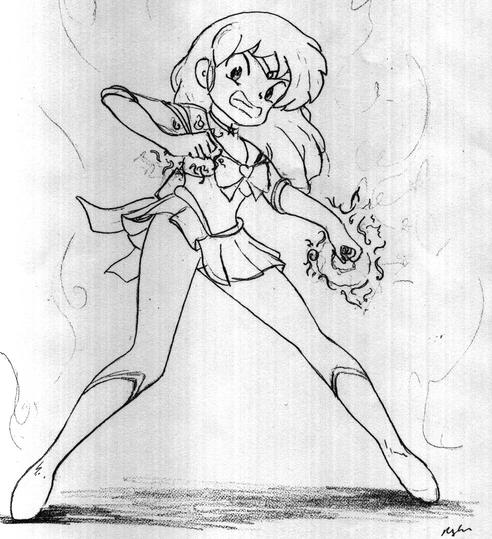 Sailor Sun blasting an enemy by Meghan